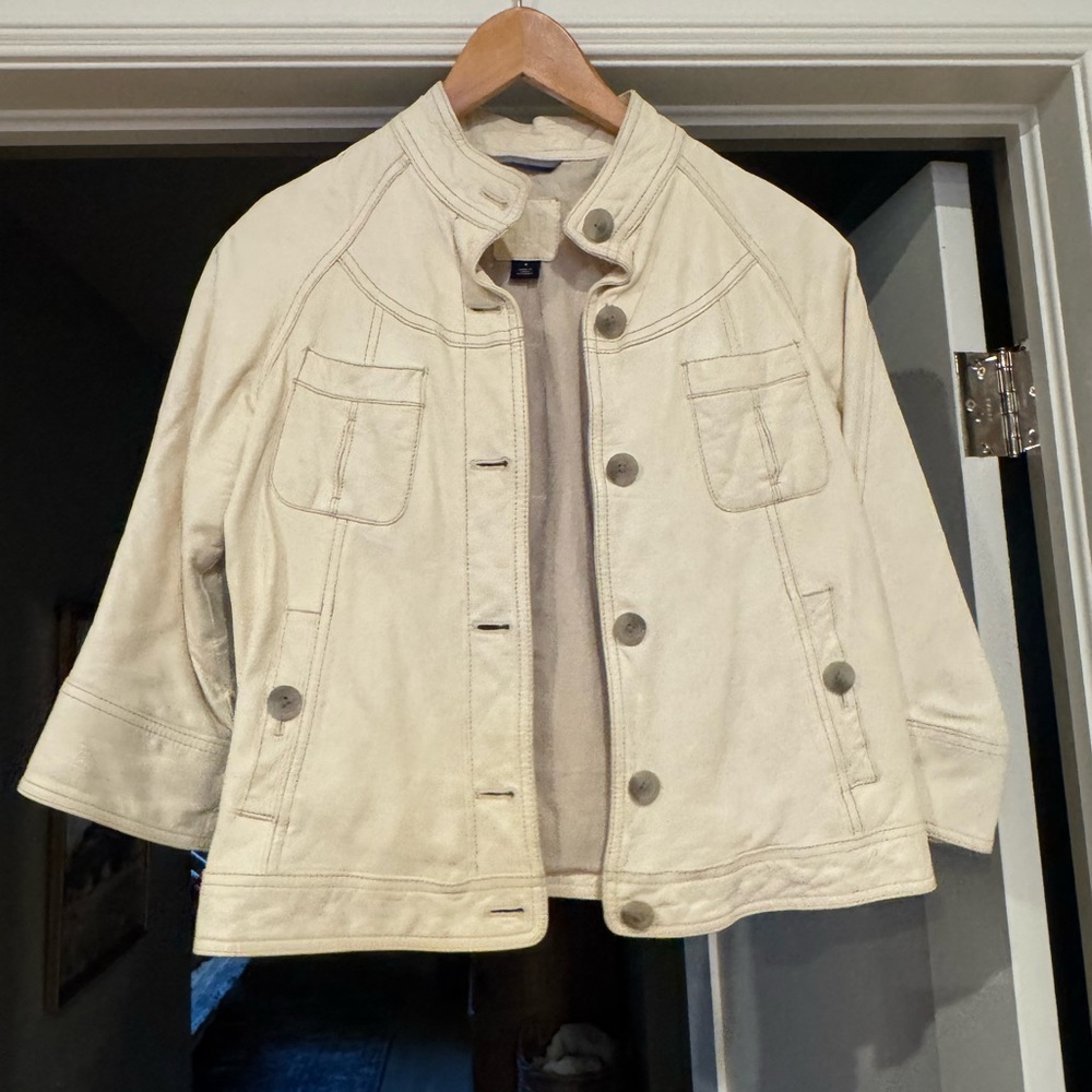 Gap cream leather coat S